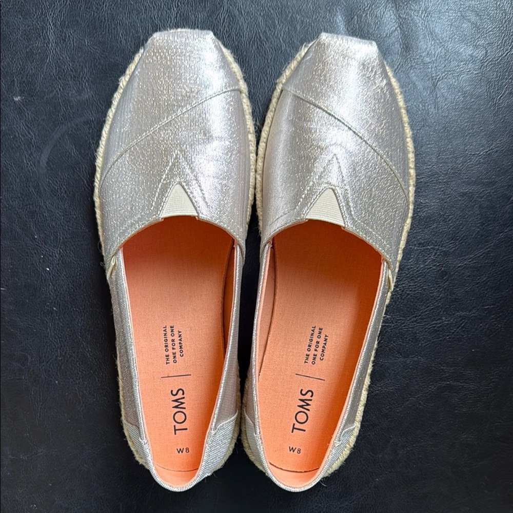 Toms Silver Espadrilles Casual Comfort